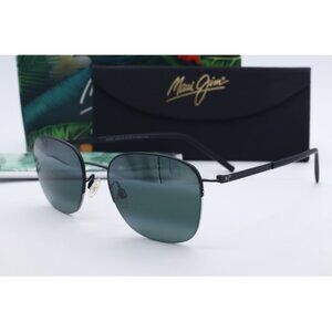 Maui Jim Crater Rim MJ 824-2M Black Aviatior Sunglasses Gray polarized Lens 52mm
